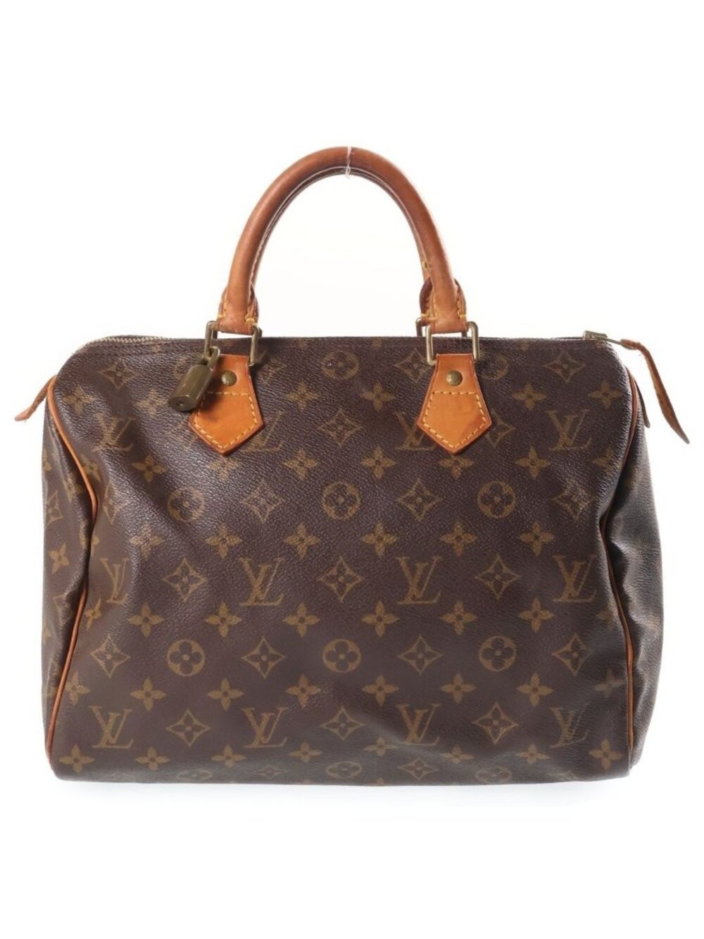 Louis Vuitton Monogram Speedy 30 Boston Bag Brown Leather Gold